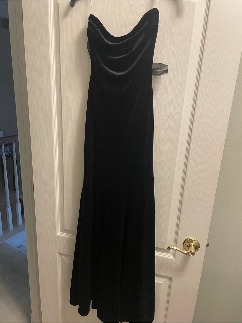 Lulu's Black Strapless Velvet Gown